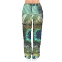 Peacock Feathers Blue Green Texture Women Velvet Drawstring Pants View2