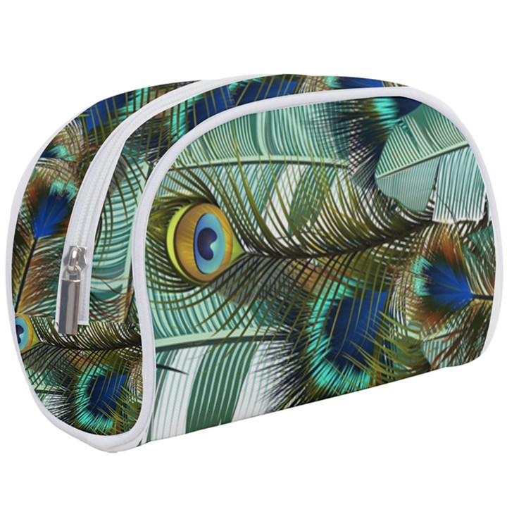 Peacock Feathers Blue Green Texture Make Up Case (Large)