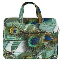 Peacock Feathers Blue Green Texture Macbook Pro 16  Double Pocket Laptop Bag  by Wav3s