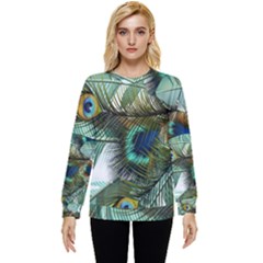 Peacock Feathers Blue Green Texture Hidden Pocket Sweatshirt