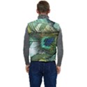 Peacock Feathers Blue Green Texture Men s Short Button Up Puffer Vest	 View4