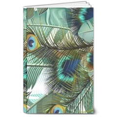 Peacock Feathers Blue Green Texture 8  X 10  Softcover Notebook