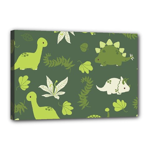 Cute Dinosaur Pattern Canvas 18  X 12  (stretched) by Wav3s