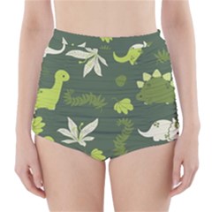 Cute Dinosaur Pattern High-waisted Bikini Bottoms by Wav3s