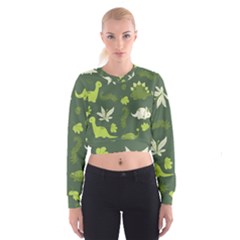 Cute Dinosaur Pattern Cropped Sweatshirt