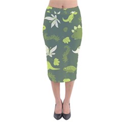 Cute Dinosaur Pattern Velvet Midi Pencil Skirt by Wav3s