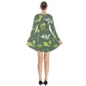 Cute Dinosaur Pattern Long Sleeve Velvet V-neck Dress View2