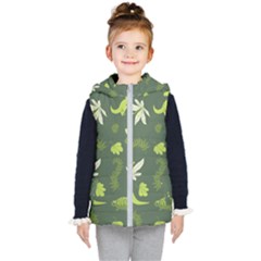 Cute Dinosaur Pattern Kids  Hooded Puffer Vest