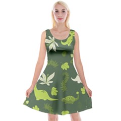 Cute Dinosaur Pattern Reversible Velvet Sleeveless Dress