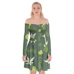 Cute Dinosaur Pattern Off Shoulder Skater Dress by Wav3s