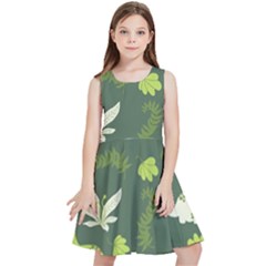 Cute Dinosaur Pattern Kids  Skater Dress by Wav3s