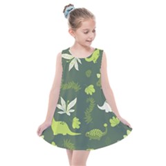 Cute Dinosaur Pattern Kids  Summer Dress by Wav3s