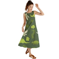 Cute Dinosaur Pattern Summer Maxi Dress by Wav3s