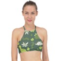 Cute Dinosaur Pattern Racer Front Bikini Top View1