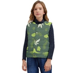 Cute Dinosaur Pattern Kid s Short Button Up Puffer Vest	