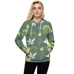 Cute Dinosaur Pattern Women s Lightweight Drawstring Hoodie