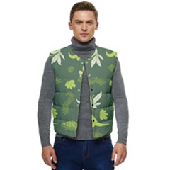 Cute Dinosaur Pattern Men s Short Button Up Puffer Vest	