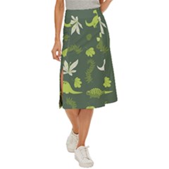 Cute Dinosaur Pattern Midi Panel Skirt by Wav3s