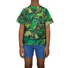 Dino Kawaii Kids  Short Sleeve Swimwear by Wav3s