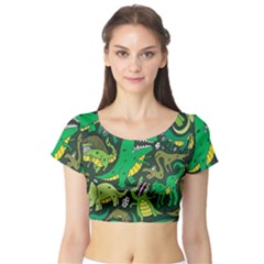 Dino Kawaii Short Sleeve Crop Top by Wav3s