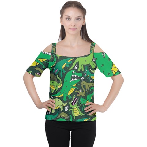 Dino Kawaii Cutout Shoulder Tee by Wav3s