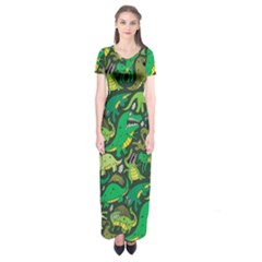 Dino Kawaii Short Sleeve Maxi Dress by Wav3s