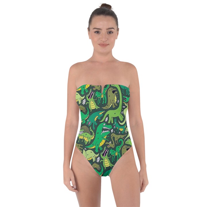 Dino Kawaii Tie Back One Piece Swimsuit