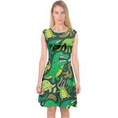 Dino Kawaii Capsleeve Midi Dress by Wav3s