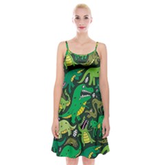 Dino Kawaii Spaghetti Strap Velvet Dress