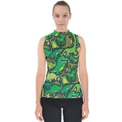 Dino Kawaii Mock Neck Shell Top by Wav3s