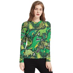 Dino Kawaii Women s Long Sleeve Rash Guard by Wav3s