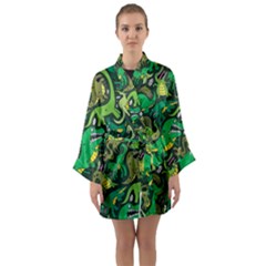 Dino Kawaii Long Sleeve Satin Kimono by Wav3s