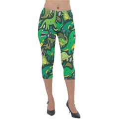 Dino Kawaii Lightweight Velour Capri Leggings  by Wav3s