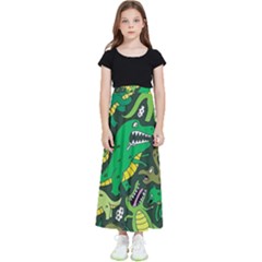 Dino Kawaii Kids  Flared Maxi Skirt by Wav3s