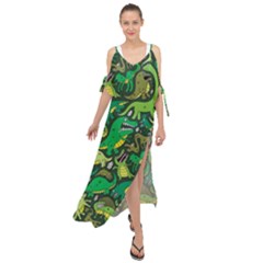 Dino Kawaii Maxi Chiffon Cover Up Dress by Wav3s