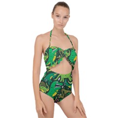 Dino Kawaii Scallop Top Cut Out Swimsuit by Wav3s