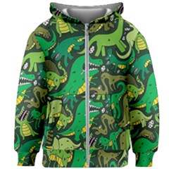 Dino Kawaii Kids  Zipper Hoodie Without Drawstring by Wav3s