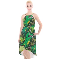 Dino Kawaii High-low Halter Chiffon Dress  by Wav3s