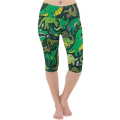 Dino Kawaii Lightweight Velour Cropped Yoga Leggings by Wav3s