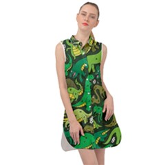 Dino Kawaii Sleeveless Shirt Dress by Wav3s