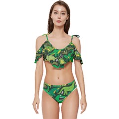 Dino Kawaii Ruffle Edge Tie Up Bikini Set	 by Wav3s