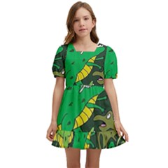 Dino Kawaii Kids  Short Sleeve Dolly Dress by Wav3s