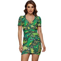 Dino Kawaii Low Cut Cap Sleeve Mini Dress by Wav3s