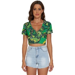 Dino Kawaii V-neck Crop Top by Wav3s