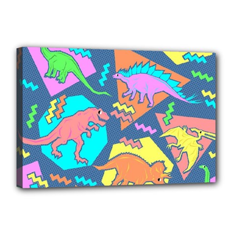 Dinosaur Pattern Canvas 18  X 12  (stretched) by Wav3s