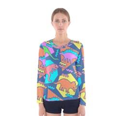 Dinosaur Pattern Women s Long Sleeve Tee