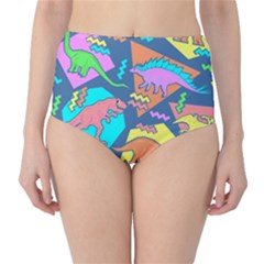 Dinosaur Pattern Classic High-waist Bikini Bottoms by Wav3s