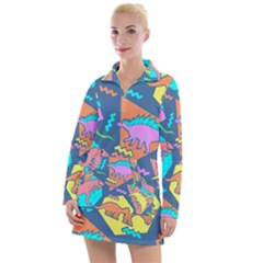 Dinosaur Pattern Women s Long Sleeve Casual Dress by Wav3s