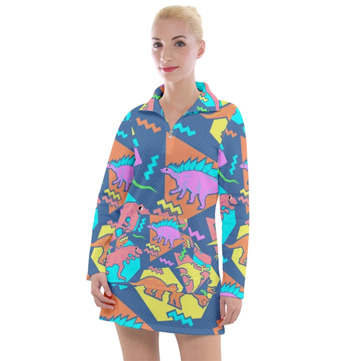 Dinosaur Pattern Women s Long Sleeve Casual Dress