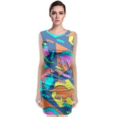 Dinosaur Pattern Classic Sleeveless Midi Dress